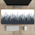 Chinese ink painting landscape design on a black non-slip rubber desk mat or mouse pad.