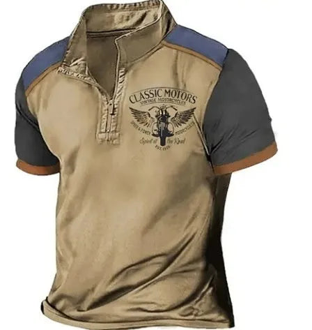 Men's loose fit golf polo shirt with 3D digital print on bird eye cloth fabric