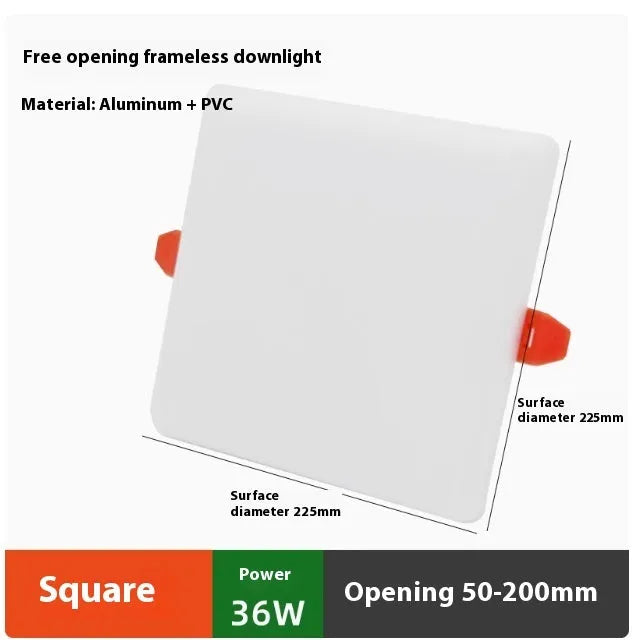 Ultra-thin aluminium LED panel ceiling light with adjustable mounting holes in circle and square shape options