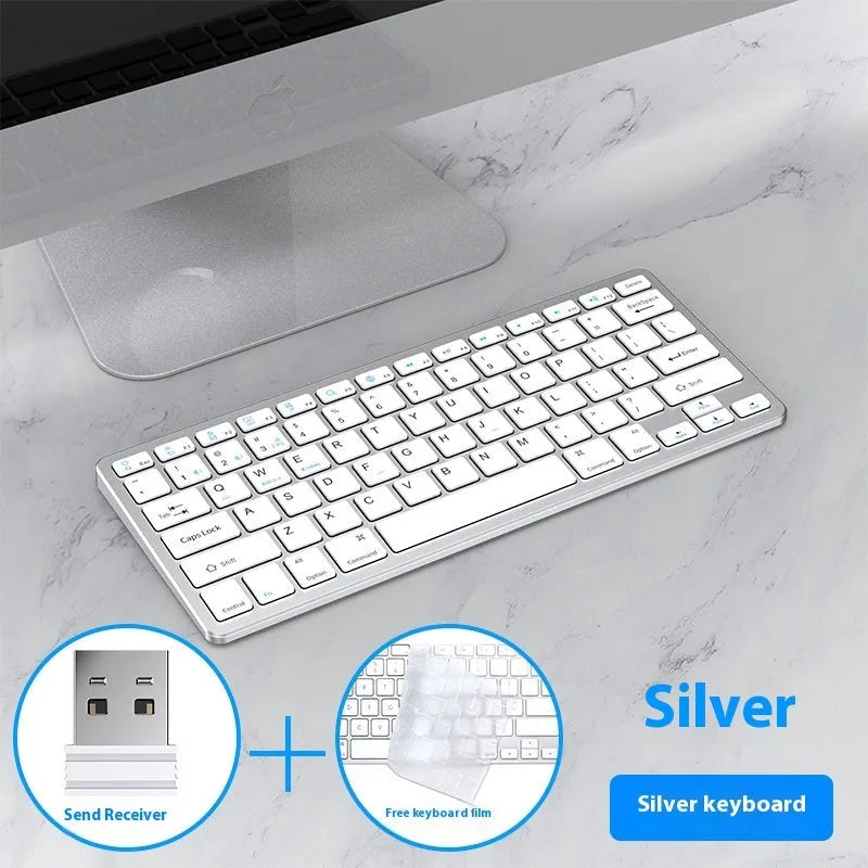 Ultra-thin wireless keyboard and mouse set in black with rechargeable battery