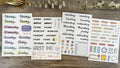 Set of cute style English letter and week word decoration stickers for planners and journals