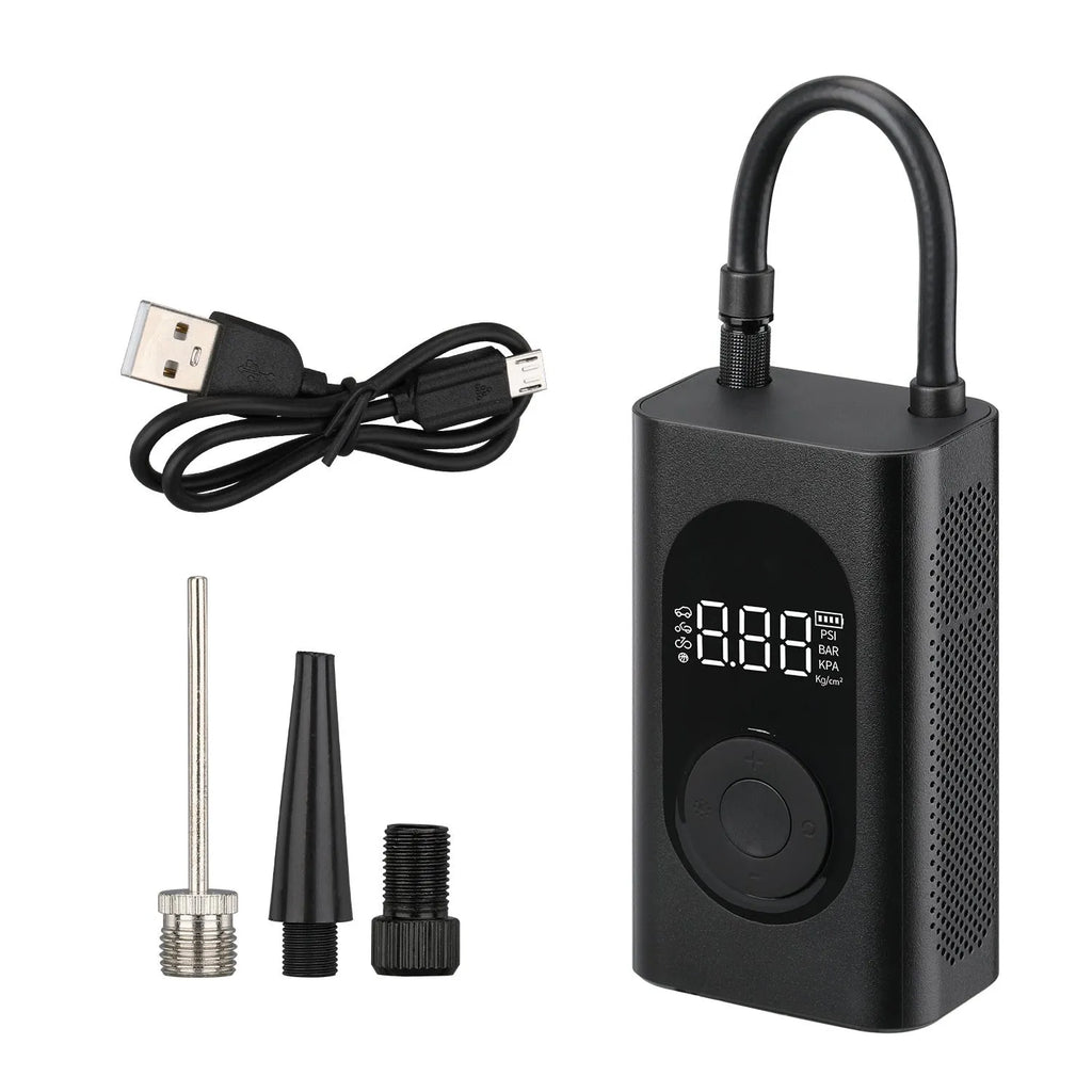 Mini wireless handheld tire inflator with ABS PC body, power bank and flashlight, 198 x 75 x 52 mm