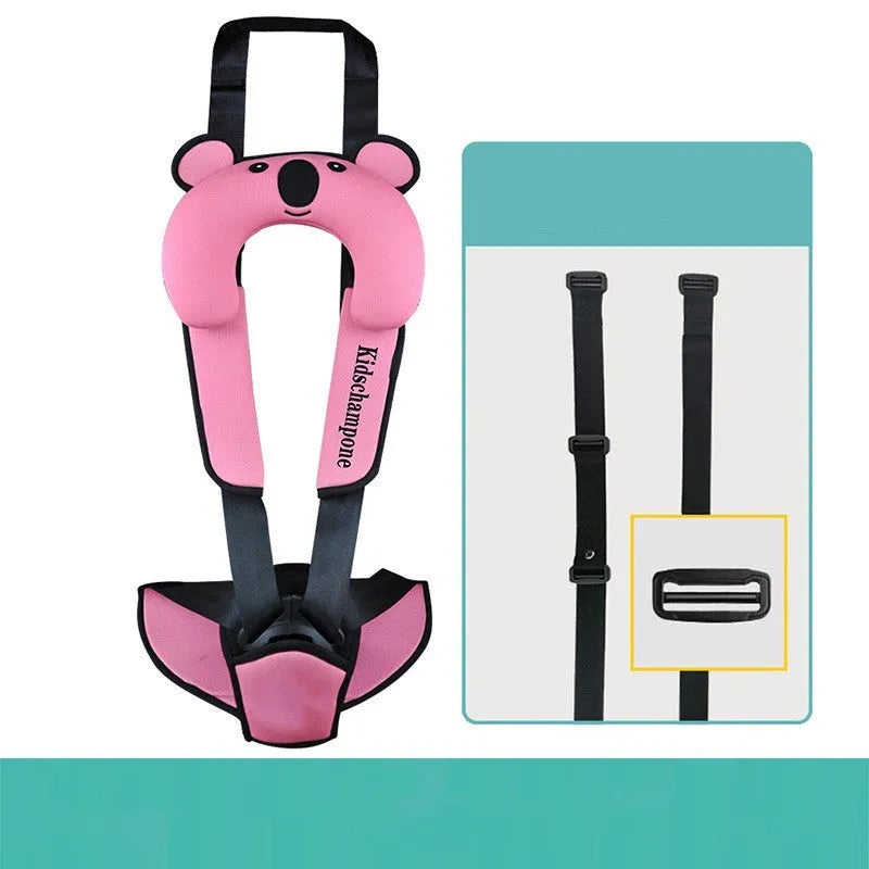 Portable child booster seat belt retainer in polyester fabric with dimensions 33cm by 22cm