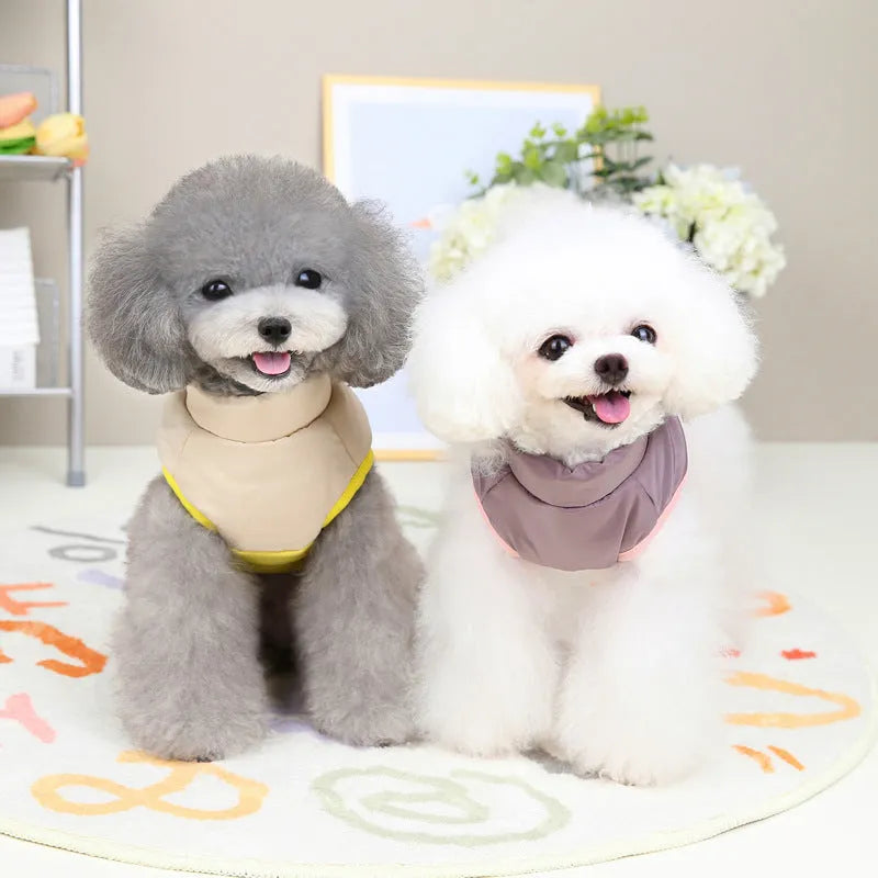 Dog cotton vest in yellow, blue or pink with 22-seam zipper, autumn winter pet clothing in sizes S to XXL