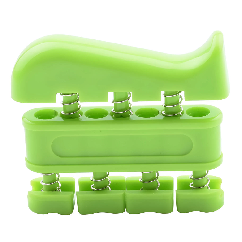 Finger strength rehabilitation grip trainer in black, 9x8x2cm ABS plastic spring tensioner