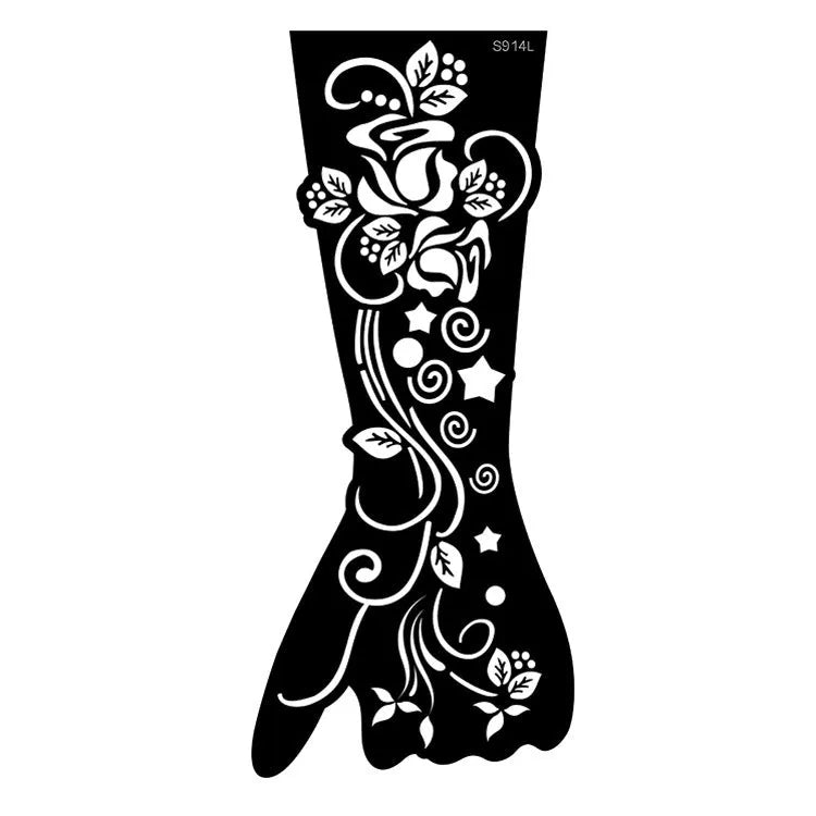 Geometric hollow template tattoo stickers showing intricate paper carving designs for stencilling