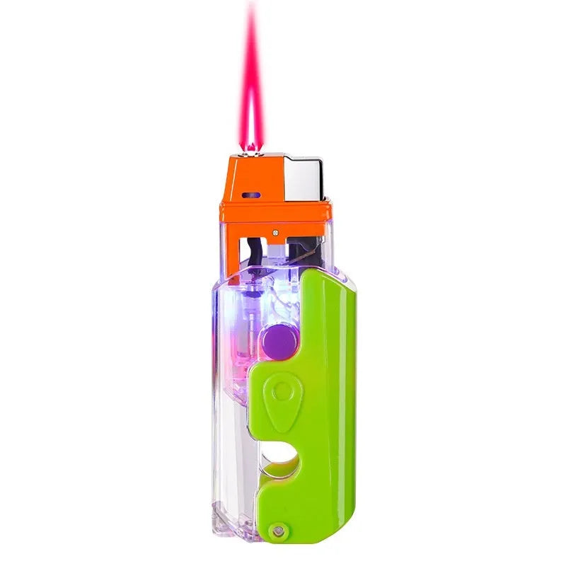 Colourful radish-shaped wind-resistant lighter in orange, purple or green with plastic construction