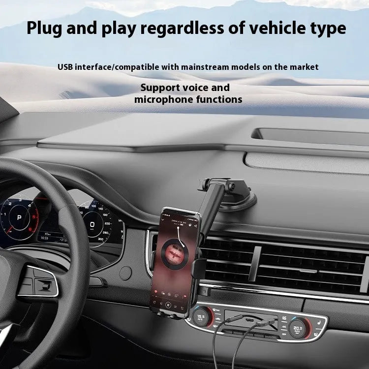 NAI USB car Bluetooth sound receiver with USB-A and 3.5mm connectors on PU-coated spring cable