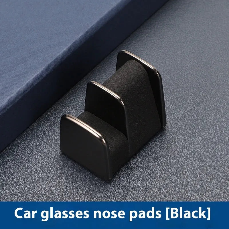 Green zinc alloy and leather car dashboard glasses clip holder with nose pad