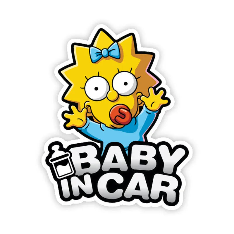 Baby on Board reflective car stickers showing baby and bottle designs in PET material for vehicle safety