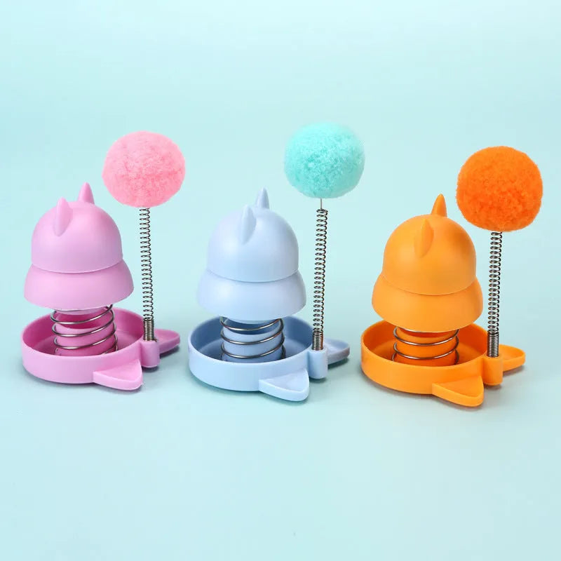 Lucky cat toy with mint ball on stick for licking and chewing, 55mm diameter