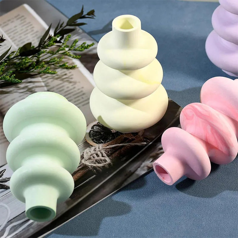 Three layer circle vase silicone baking mould with irregular shape design