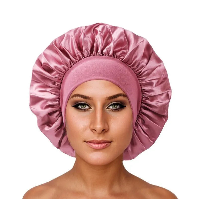 Wide-brimmed high elastic knit polyester headscarf beauty cap for women in tie-dye colour flat top crown
