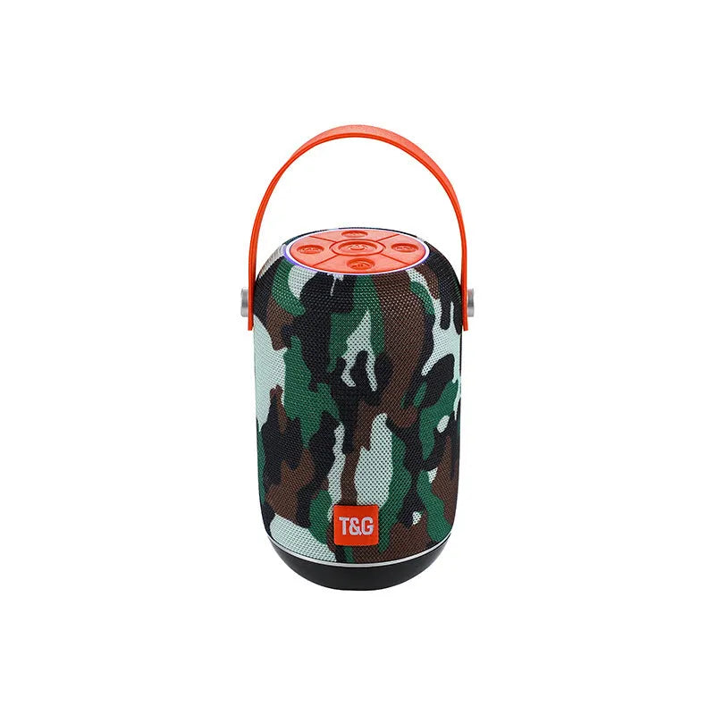 TG107 Fabric Wireless Bluetooth Portable Speaker in black with compact rectangular body and fabric finish