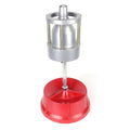 Portable hub balancer with aluminium head and enamel-finished base for balancing car and truck tyres.