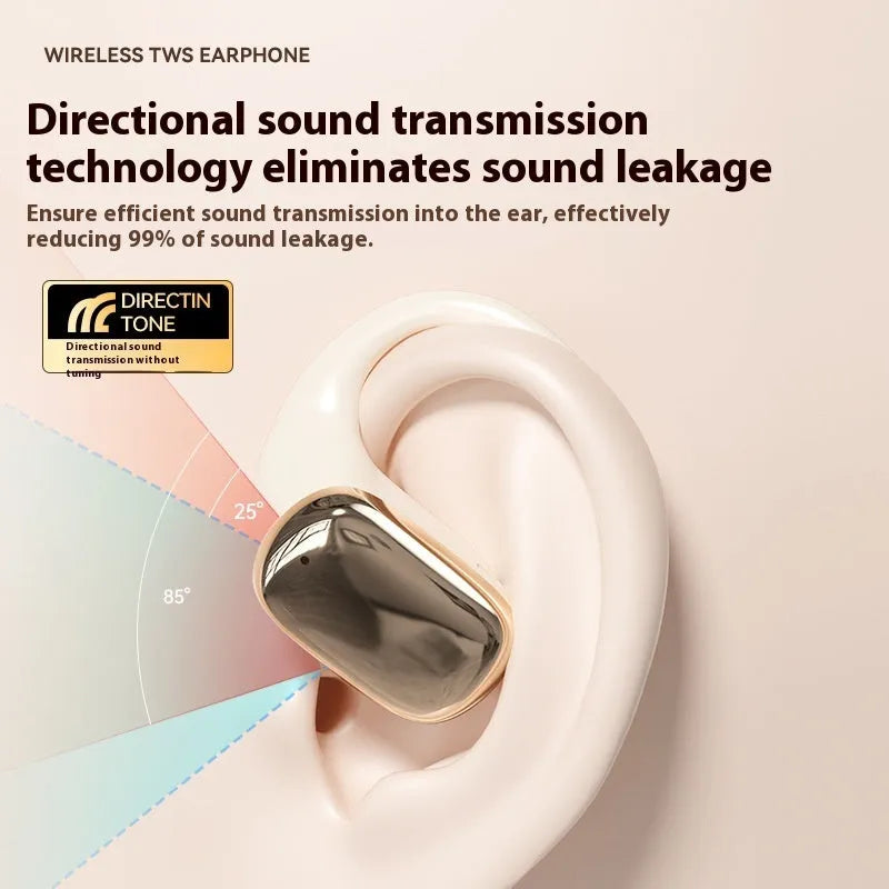 Ear-mounted headphones with digital display screen in black, skin colour, or white options
