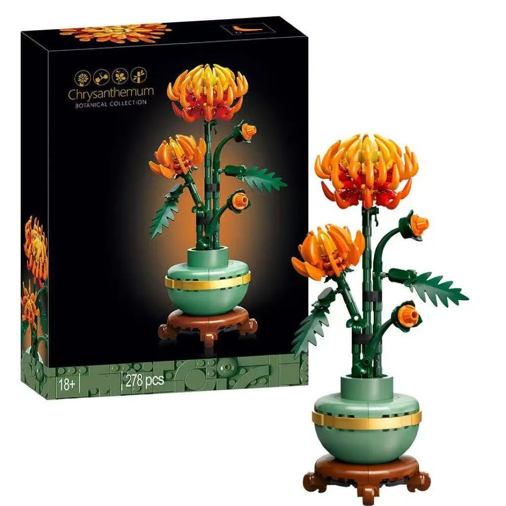 Flower building blocks set orchid bouquet plastic small particles in colour box