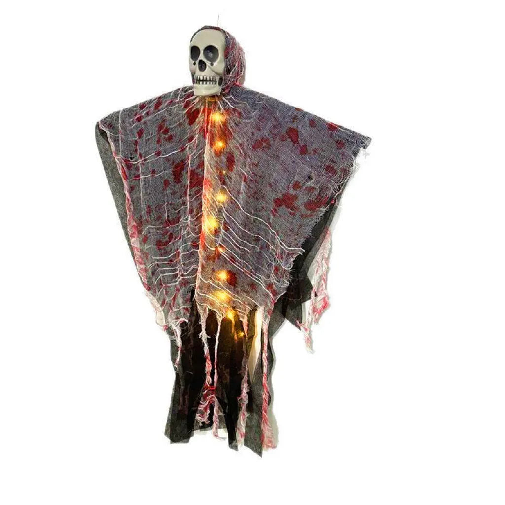 Plastic blood-dyed luminous skull Halloween hanging ghost decoration for outdoor gardens