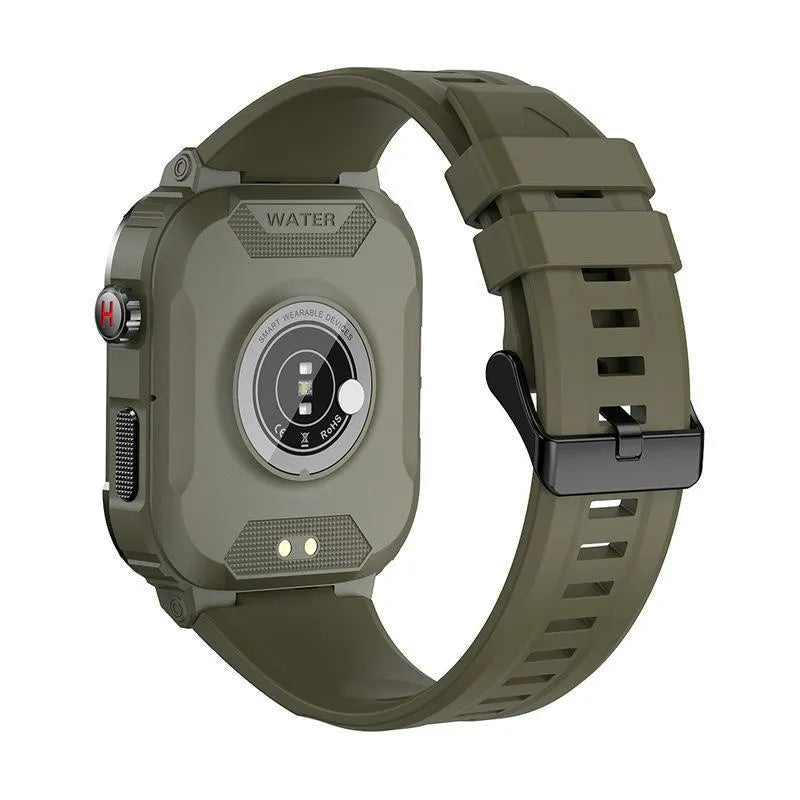 Smart three-proof watch with HD large screen, Bluetooth calling, and health sensors on a wrist