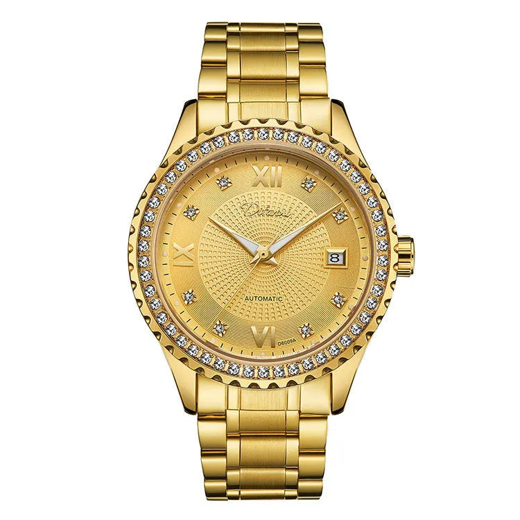 Fashionmonger men's automatic mechanical watch with luminous markers on a gold or silver case.