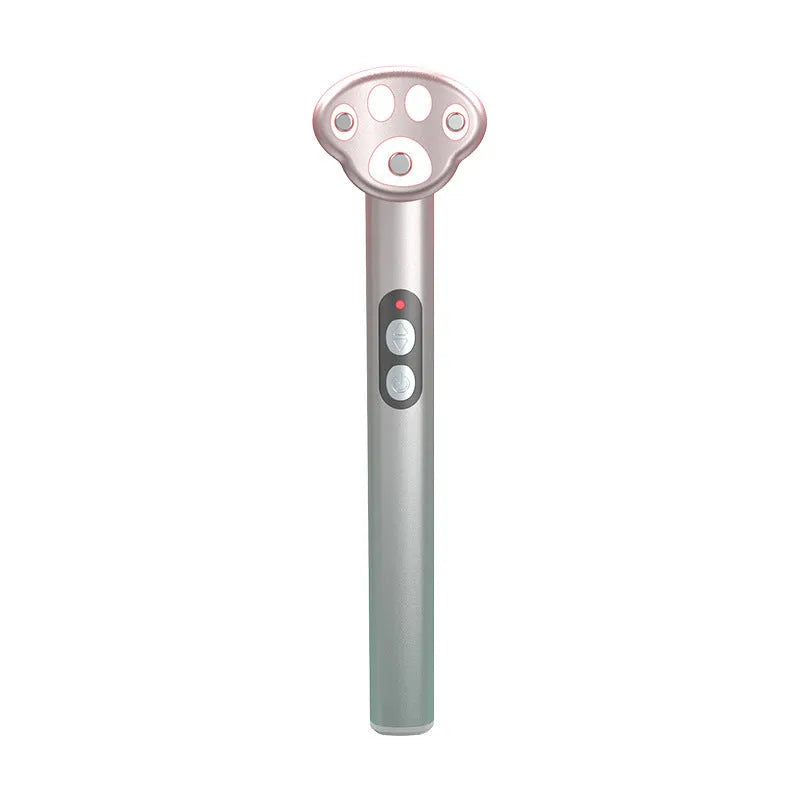 Gradient pink cat's paw eye massager with micro-current vibration and coloured light function