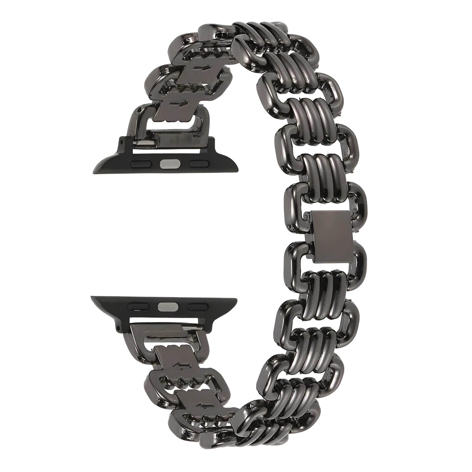 Alloy metal Apple Watch bracelet in silver, black, gold, rose gold and Starlight colours for 38mm to 49mm cases.