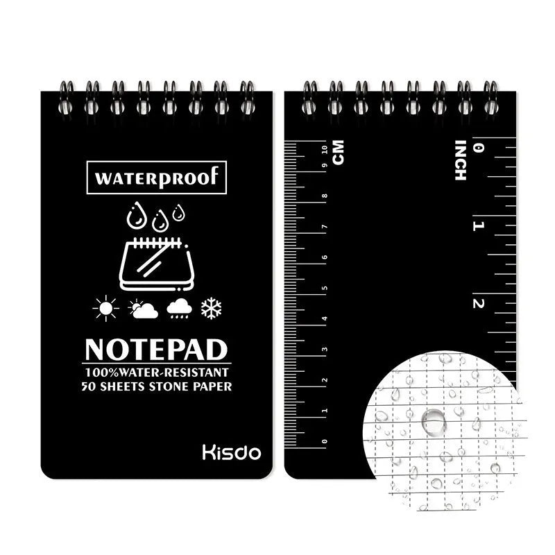 Spiral-bound waterproof notepad with stone paper pages and PP plastic cover in camouflage colour