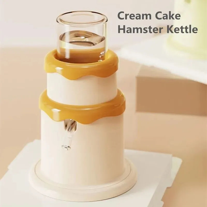 125ml cream cake hamster kettle small pet drinker in high borosilicate glass, 103.5 x 122mm, green pink purple yellow
