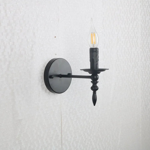 American retro small iron wall lamp with candle holder for hallway stairs indoor aisle