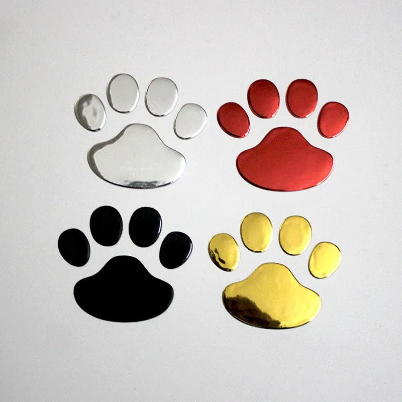 PVC car sticker with hand-shaped brush dog footprints pattern in silver colour, 7cm long.