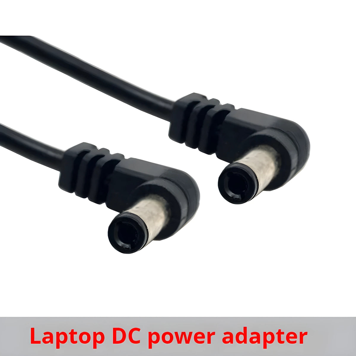 90 degree double bend DC power extension cable, 60cm, black, 5.5/2.5mm tuning fork head