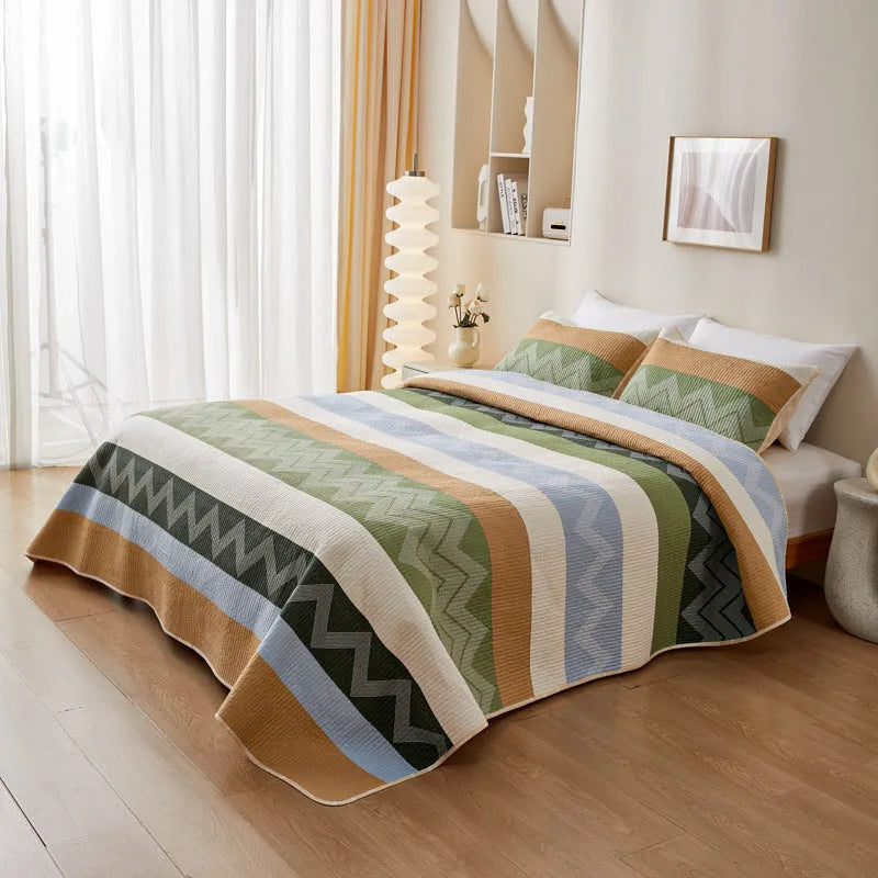 Pure cotton printed bed sheet set in modern simple design showing bedspread style