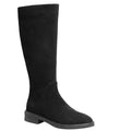 Women's solid colour frost-finished sheepskin Martin boots flat heel front lace-up round toe black with velvet