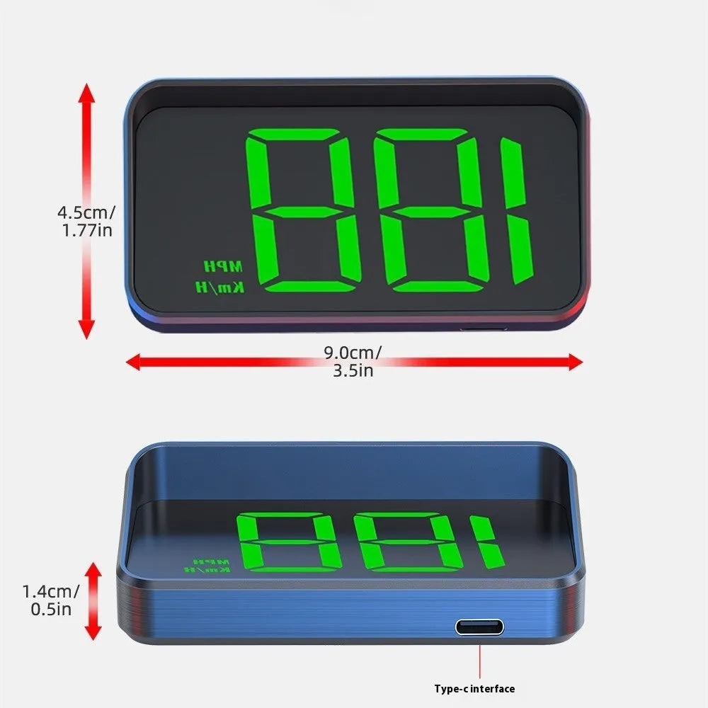 New universal head-up display car GPS velometer HD screen USB power supply green display on dashboard