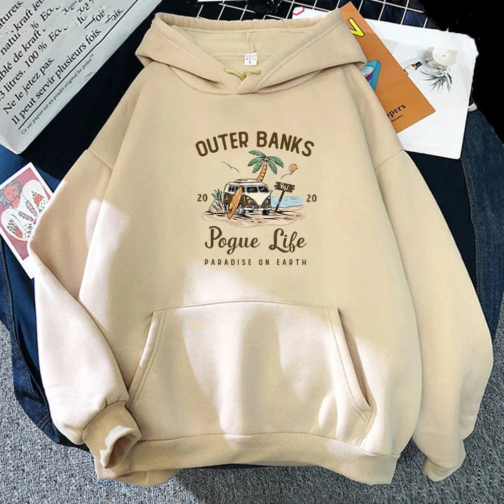 Bund Exploration hooded hoodie pullover with letter pattern for men and women, polyester fabric, long sleeves, available in multiple colours and sizes