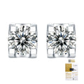 Round cut moissanite stud earrings with 18K gold electroplated setting