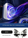 Pair of black ABS plastic car speakers with a central rotating tweeter, for Mercedes-Benz GLC X254 2023 model.