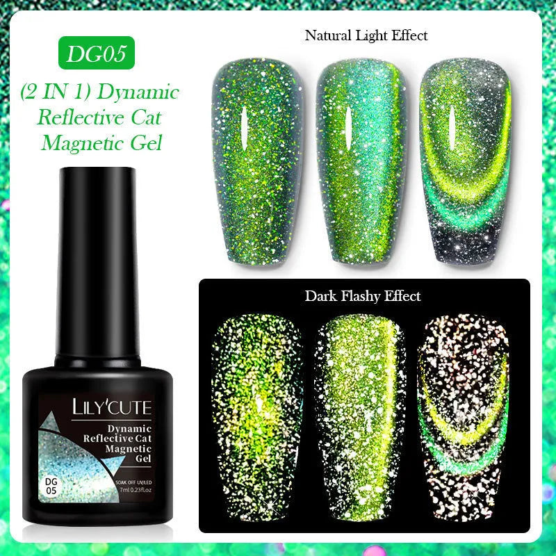 Cat eye series nail polish gel with diamond fragments and glitter in six colour options