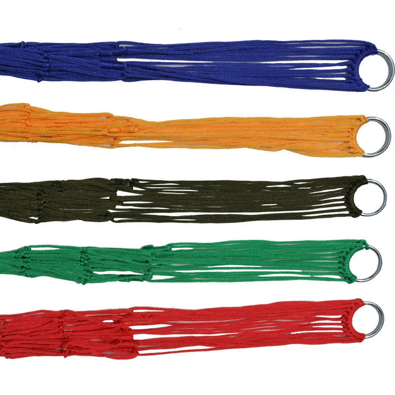 9-strand nylon rope hammock in red, blue, green, orange or army green, portable outdoor swing bed with 100 maximum load