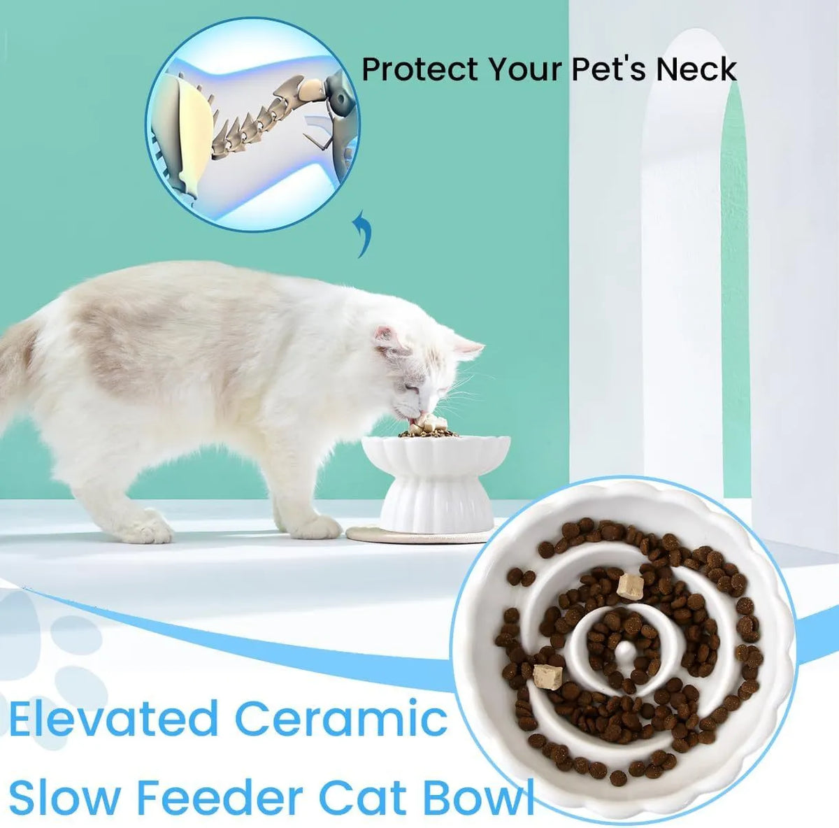 Ceramic slow feed dish with flower pool design and higher edges for cats and small dogs, shown in pink.