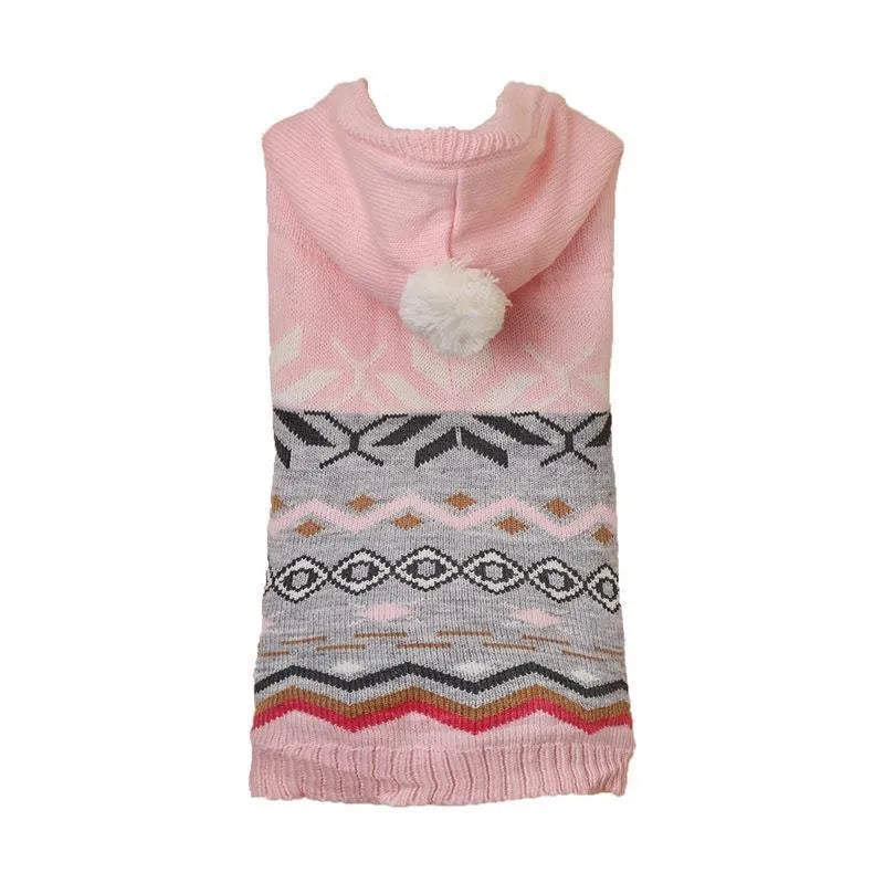 Blue diamond pattern acrylic pet sweater on a dog, showing classic knit design.