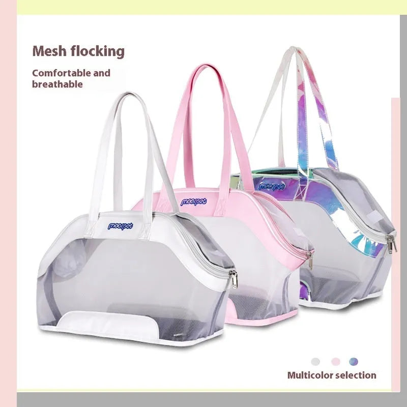 MOORPET leather cat outing carrier bag in a solid colour with 25-litre capacity.