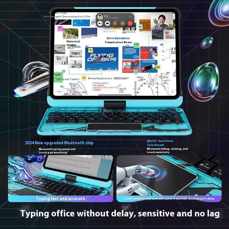 Blue shockproof PC protective case for Apple iPad Pro tablet on a table.