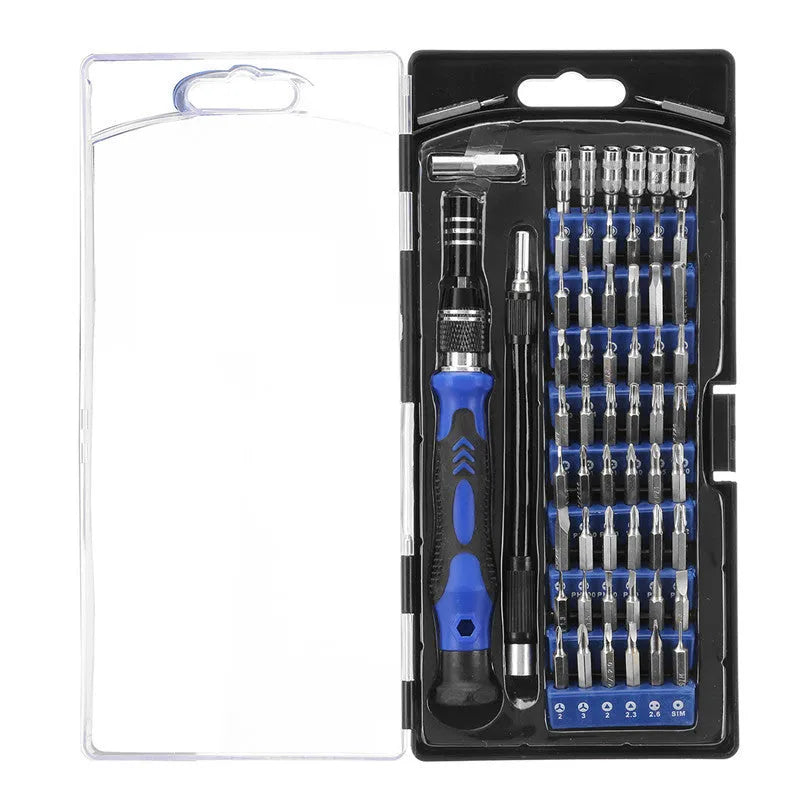 80 in 1 screwdriver set with 65 chrome vanadium steel bits, magnetised handle, extensions, tweezers, and prying tools