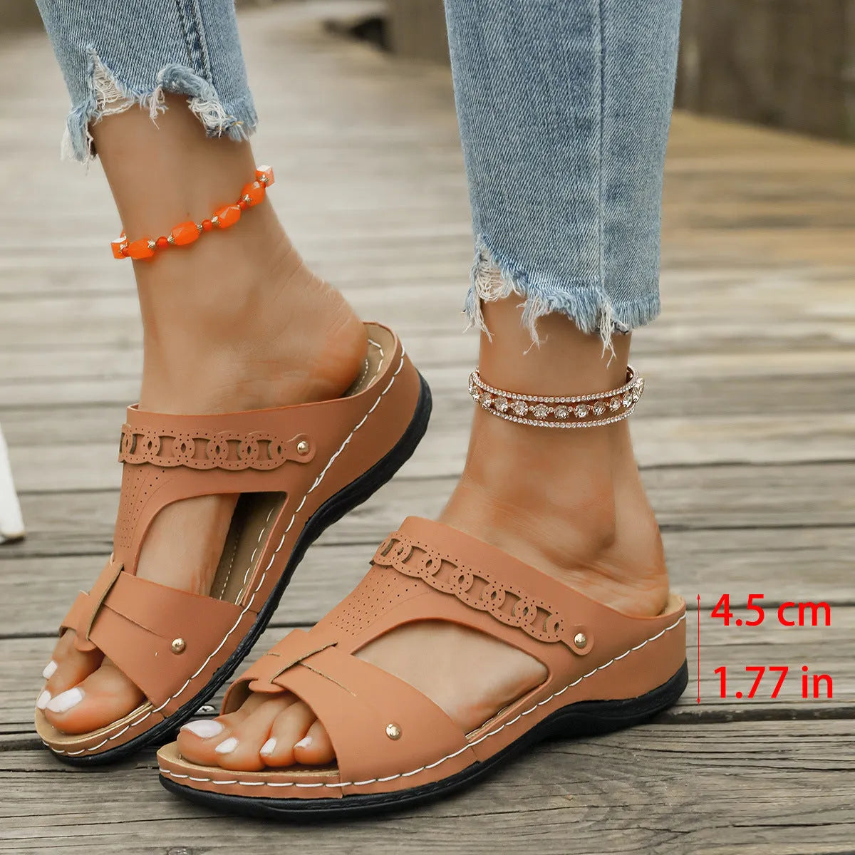 Roman style slippers with slope heel and fish mouth toe holder in multiple colour options