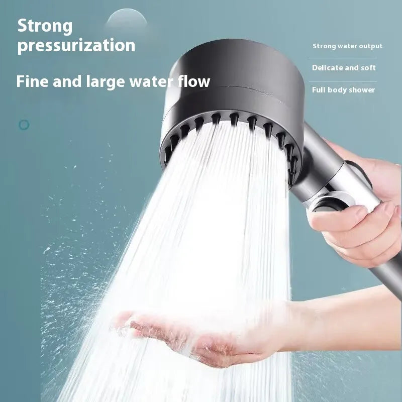 Portable ABS plastic massage shower head with three adjustable water pressure settings