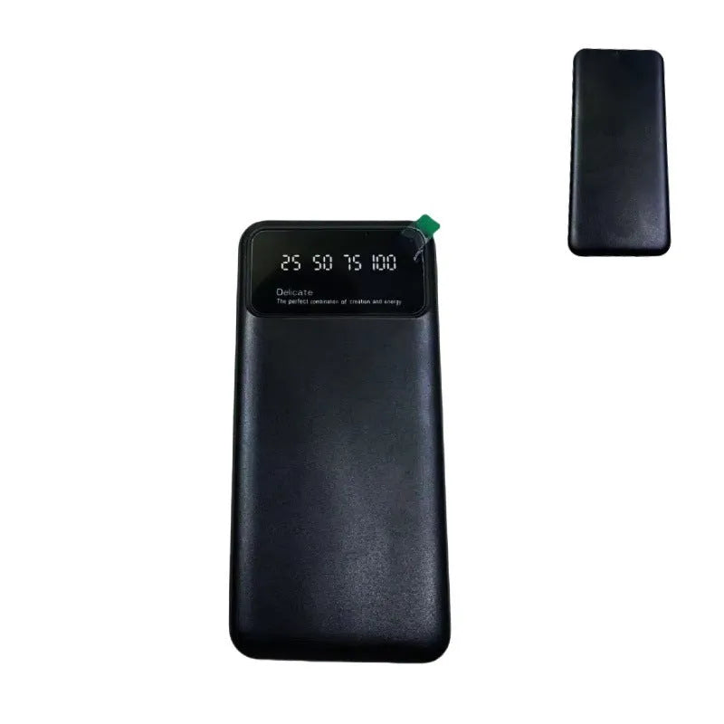 Black ultra-thin 10000mAh power bank with compact portable design