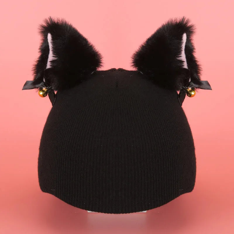 A soft plush cartoon character helmet cover for ears, shown in M size.