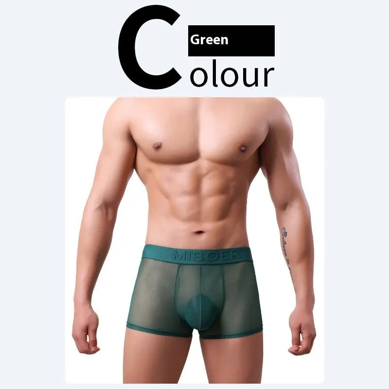 Men's thin invisible breathable boxers in multiple colours showing quick-drying polyester fabric