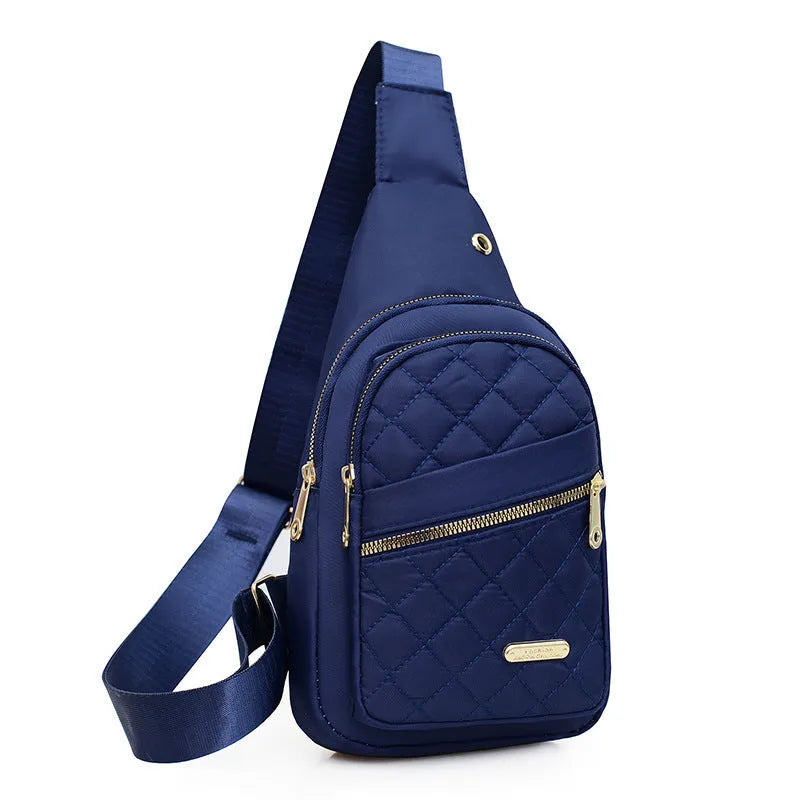 Oxford cloth crossbody sports chest bag with plaid pattern in multiple colour options